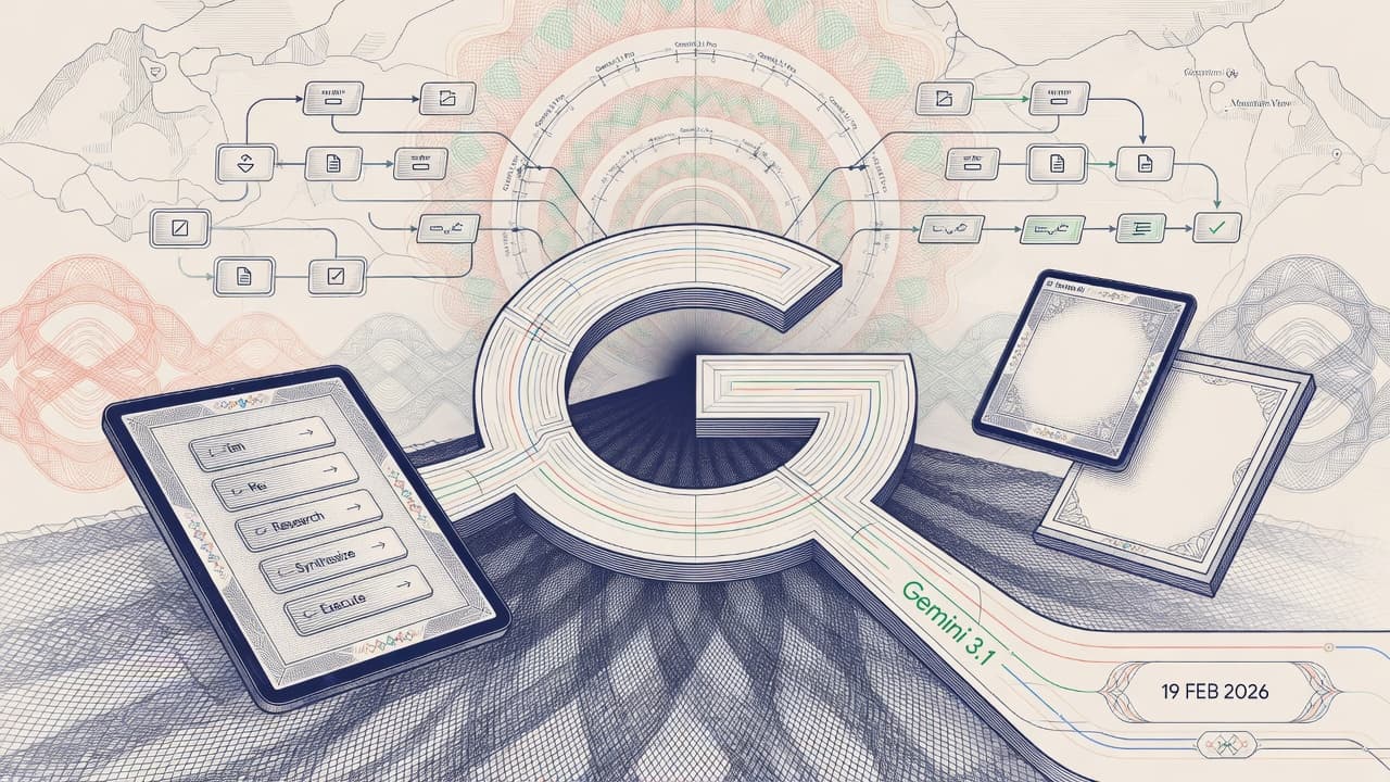 Cover illustration for Gemini 3.1 Pro — Google Bids for Hard Multi-Step Reasoning in Surfaces Millions Already Use