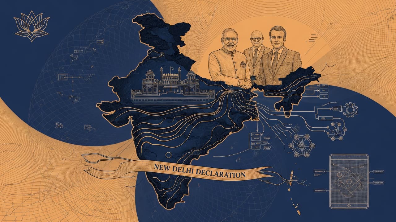 Cover illustration for New Delhi Declaration — Global South Hosts the AI Governance Calendar