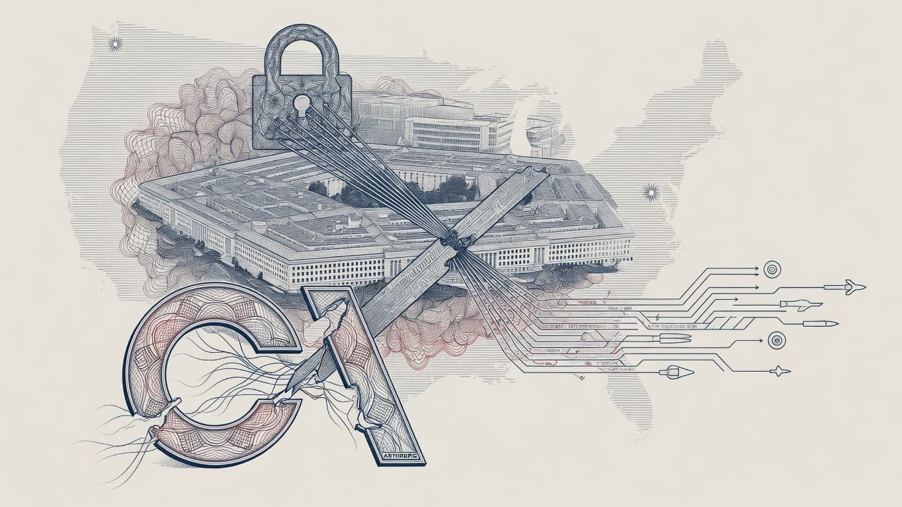 Cover illustration for DOD Labels Anthropic a Supply-Chain Risk — Domestic Lab, Adversary Tool