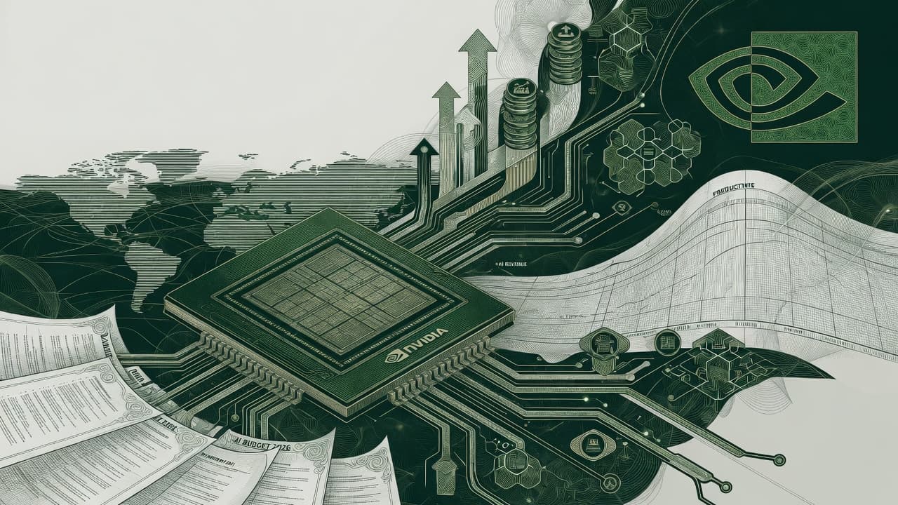 Cover illustration for NVIDIA State of AI 2026: 64% Adoption, Budgets Still Rising