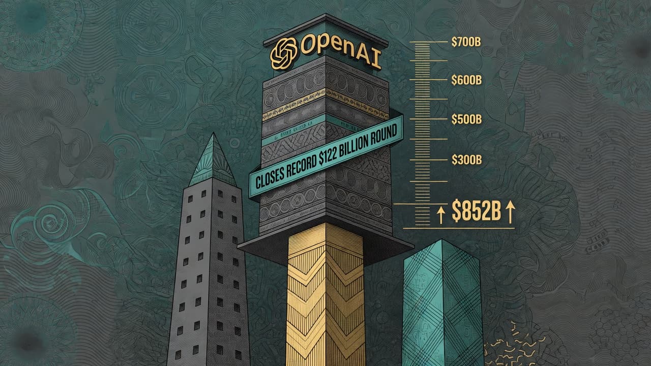 Cover illustration for OpenAI Closes $122B at $852B — Private-Market Scale Before Profit