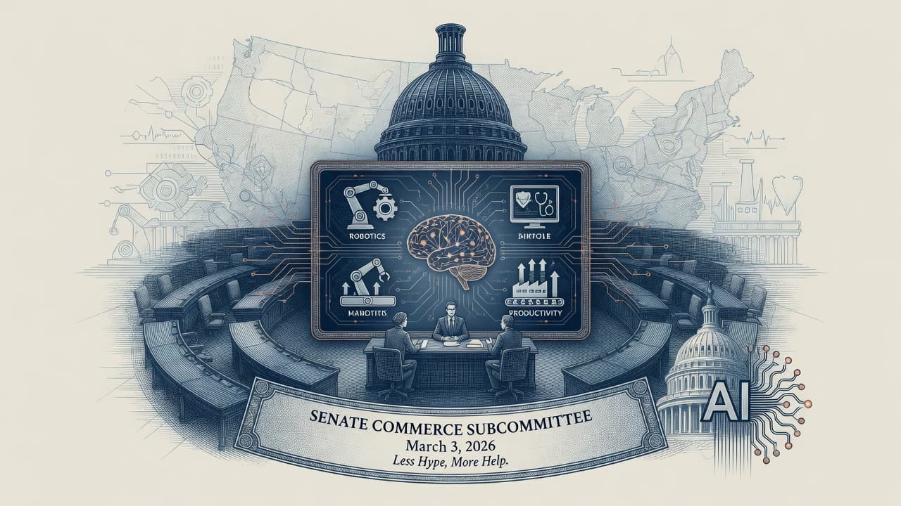 Cover illustration for Senate Hearing: ‘Less Hype, More Help’ — AI as Safety and Care Tool