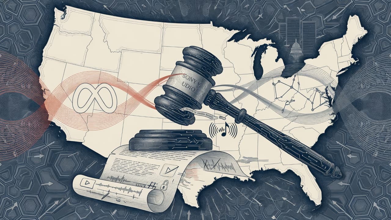 Cover illustration for AI Copyright Docket: Udio §1201 Survives; Meta Admits Torrents; Anthropic Attacks Harm Expert