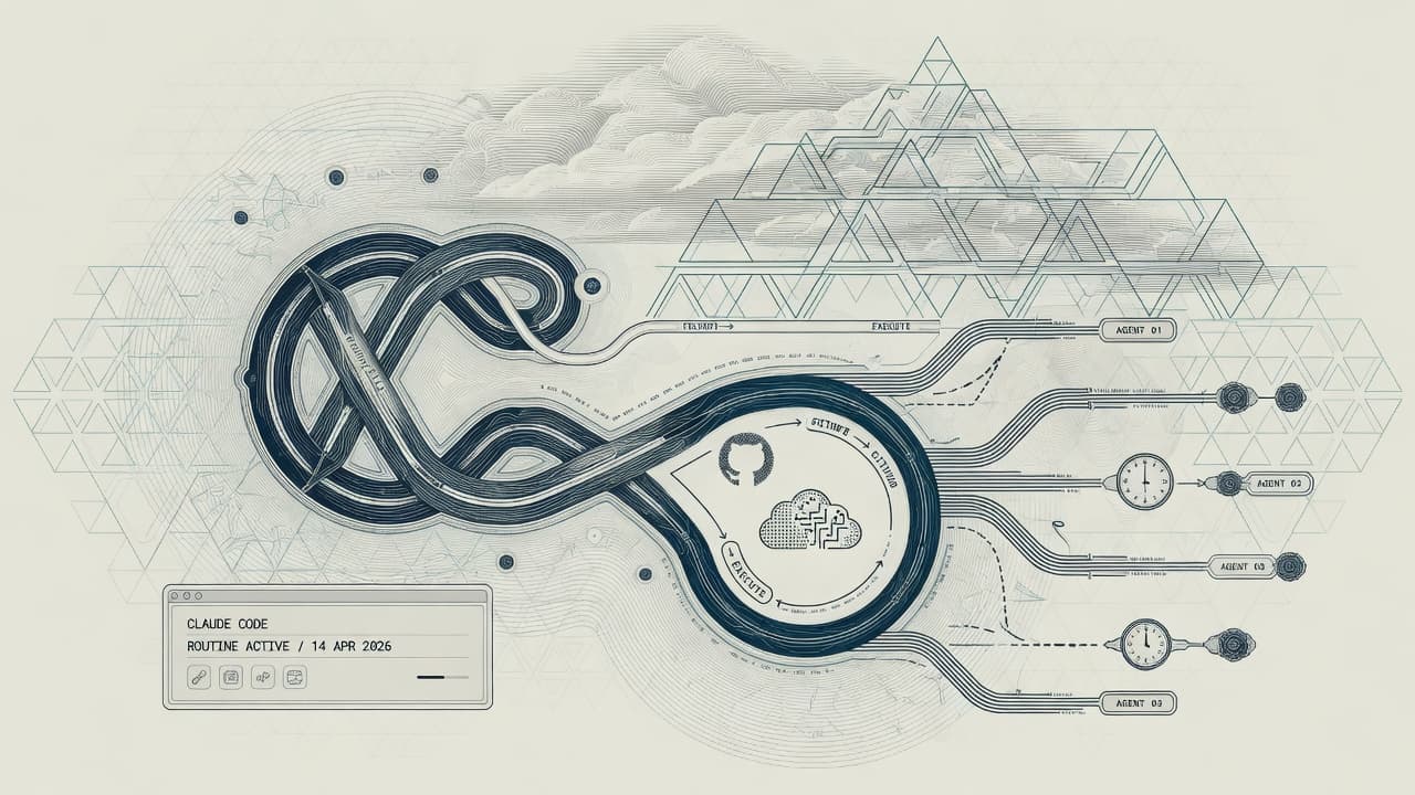 Cover illustration for Claude Code Routines: Agentic Coding Leaves the Always-On Laptop
