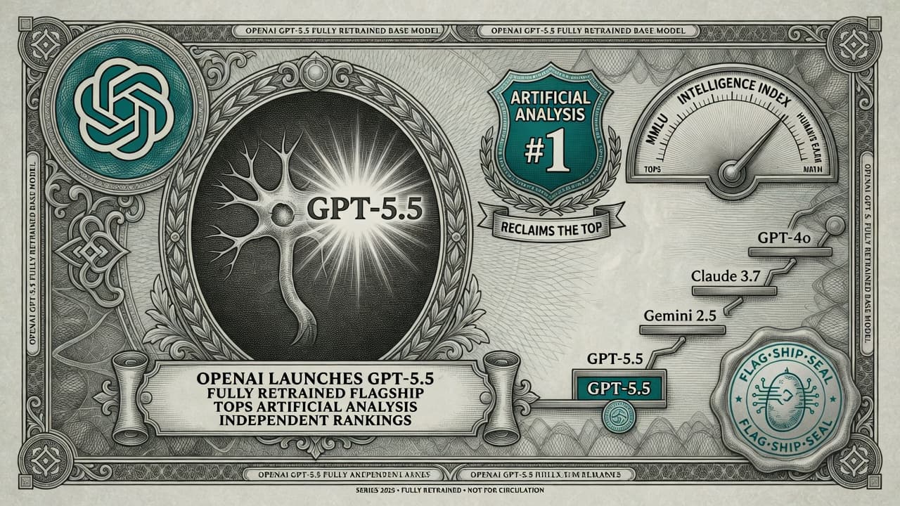 Cover illustration for GPT-5.5 Takes AA’s Launch Lead at Double GPT-5.4’s Token Price