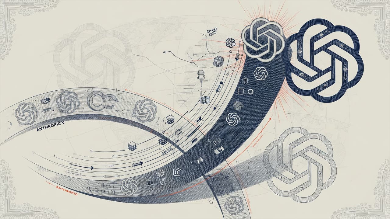Cover illustration for OpenAI’s Investor Memo: Anthropic on a ‘Meaningfully Smaller Curve’