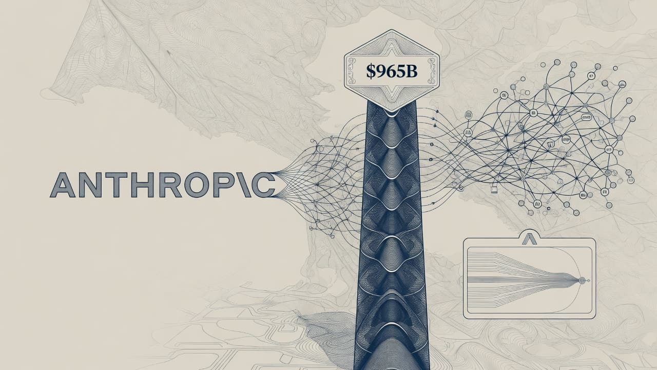 Cover illustration for Anthropic’s $65B Series H at $965B Puts It Ahead of OpenAI’s Last Private Mark