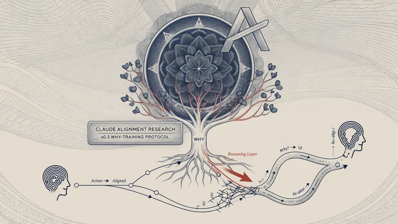 Cover illustration for Teaching Claude ‘Why’: Agentic Misalignment Blackmail Rates to 0% — On Anthropic’s Honeypots