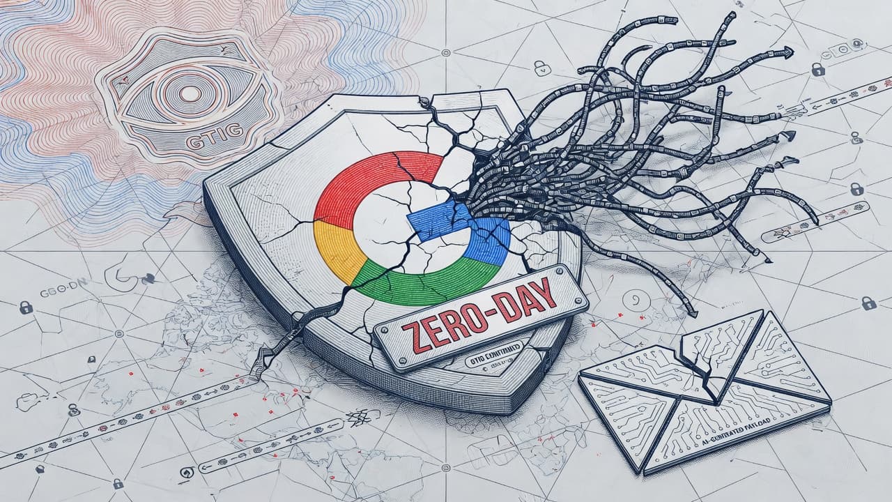 Cover illustration for GTIG: First Confirmed AI-Assisted Zero-Day — High Confidence, Model Unnamed