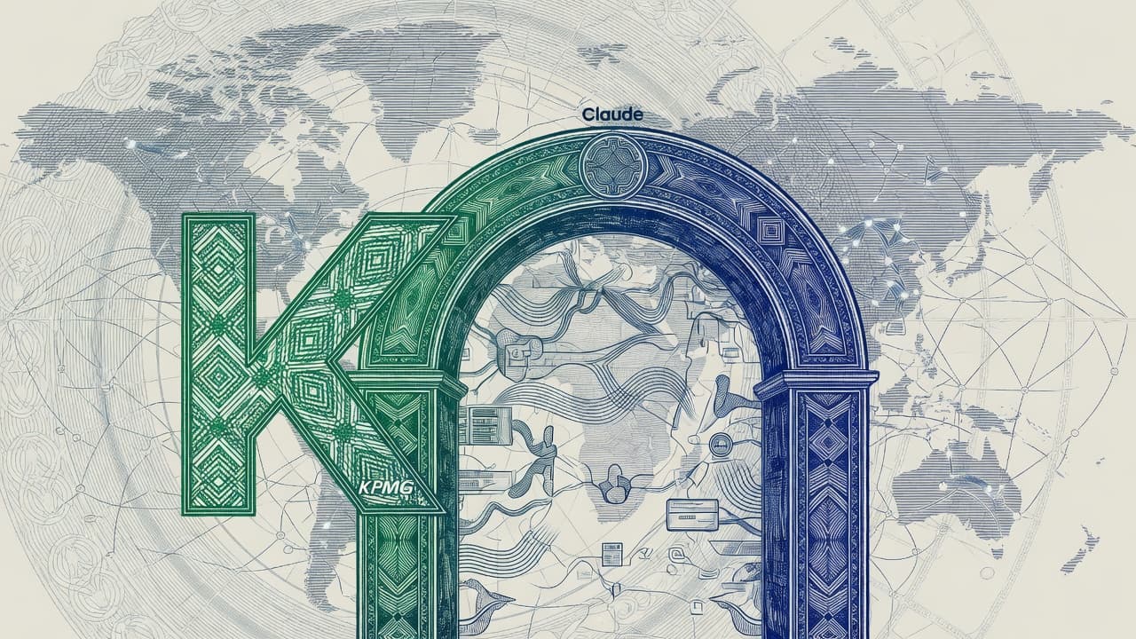 Cover illustration for KPMG Digs Claude Into 276,000 Professionals — Big Four Lock-In, Tax and Legal First
