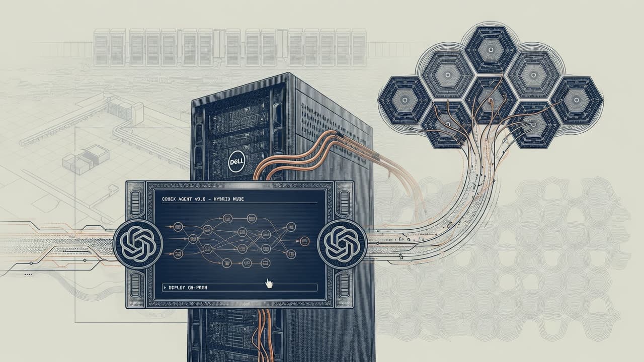 Cover illustration for Codex Goes Hybrid/On-Prem via Dell — Coding Agents Follow Data Residency