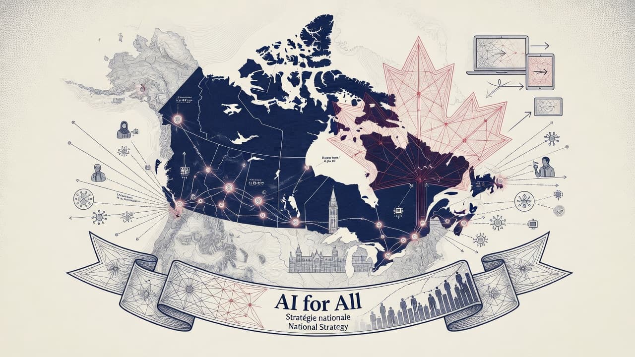 Cover illustration for Canada’s AI for All: Closing Adoption Gap With Jobs, Literacy, and Sovereign Compute Targets