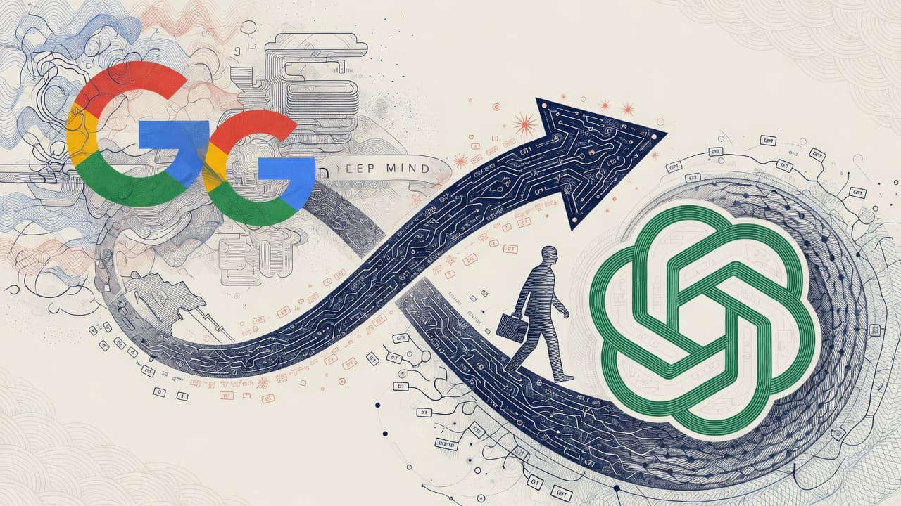 Cover illustration for Shazeer to OpenAI: After a Multi-Billion Rehire, Gemini Co-Lead Bets Pre-IPO Upside