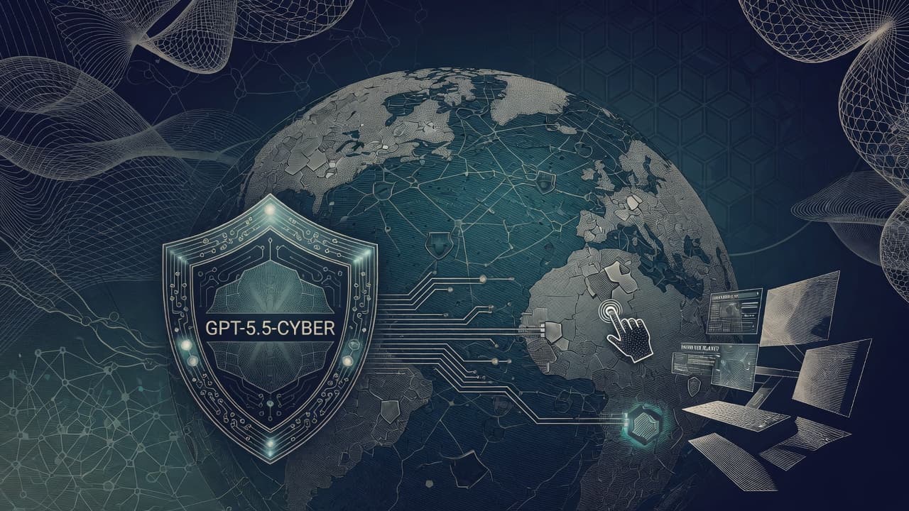 Cover illustration for Daybreak Full GPT-5.5-Cyber: Politically Safest Place to Ship Frontier Uplift