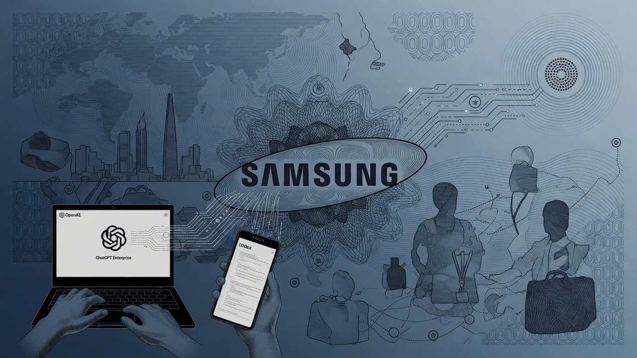 Cover illustration for Samsung’s ChatGPT+Codex Rollout: From 2023 Ban-Era Caution to Enterprise Stack