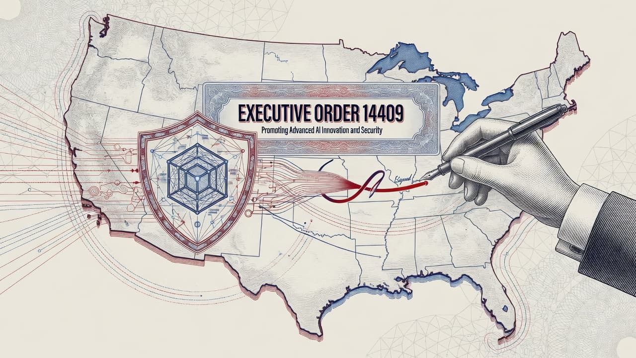 Cover illustration for EO 14409: Defensive AI Acceleration Without Mandatory Model Preclearance