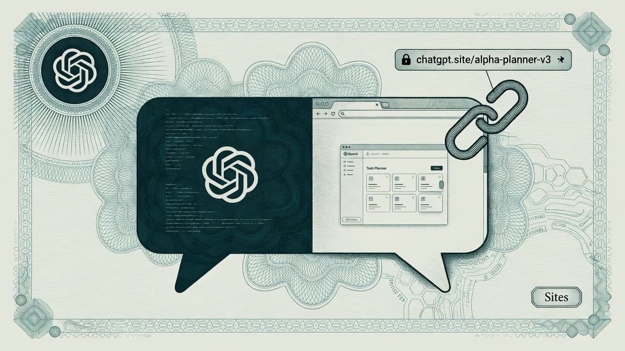 Cover illustration for ChatGPT Sites Public Beta: Hosted Surfaces Inside the Chat Shell