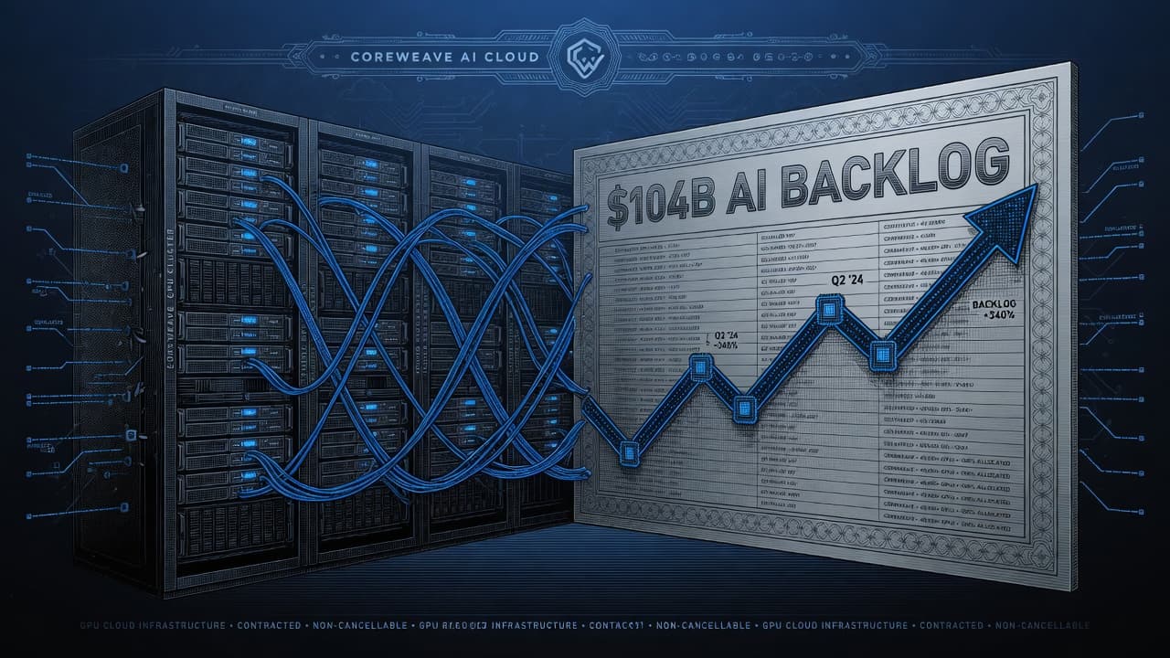 Cover illustration for CoreWeave’s $104B Backlog Is Demand — and Delivery Risk