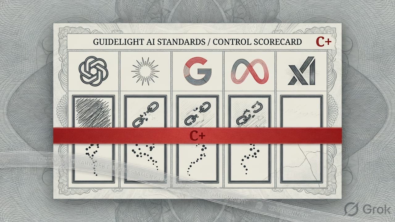 Cover illustration for Guidelight Grades Frontier Labs on Control — Nobody Above a C+