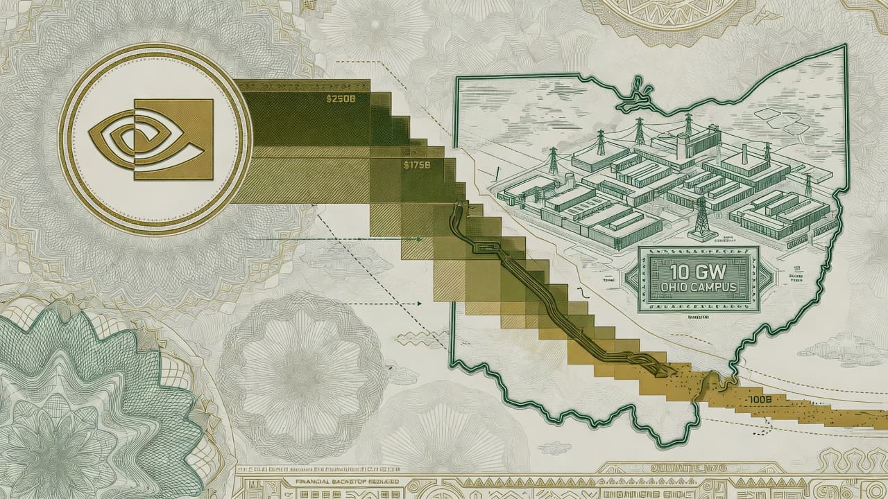 Cover illustration for Nvidia Cuts the Ohio Guarantee Toward $100B — Still Circular, Just Smaller