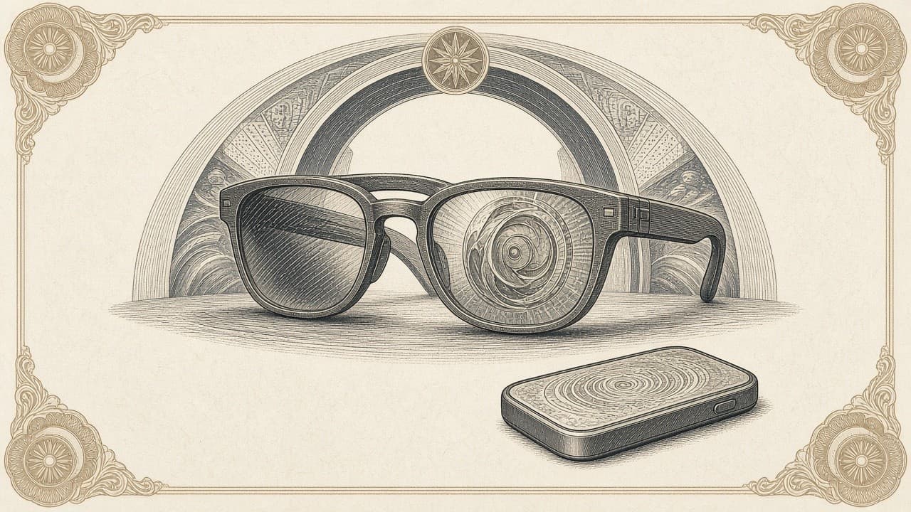 Cover illustration for Meta Is Putting Muse on Glasses and in a Pocket. Charm Still Has No Spec Sheet.