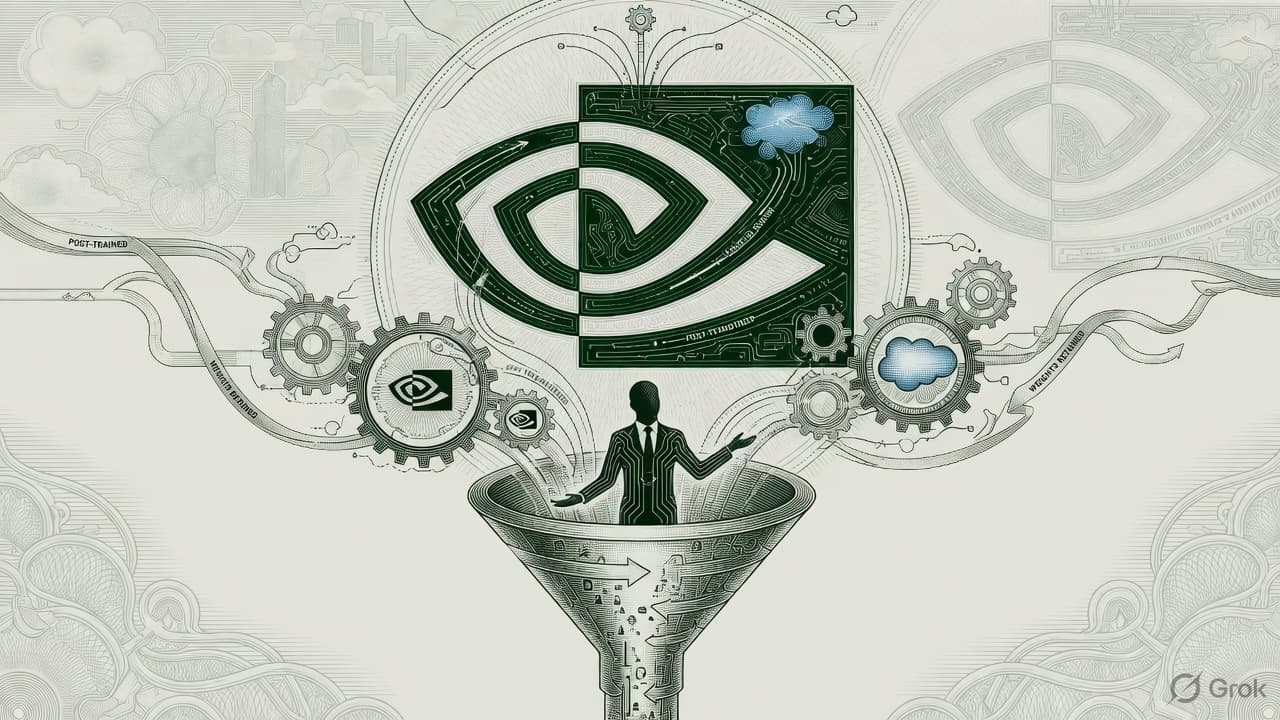 Engraved NVIDIA mark over a Salesforce cloud glyph and a CRM pipeline plate labeled Koa, security-intaglio green-gold linework. No currency-note layout.
