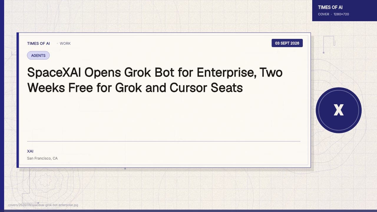 Engraved Grok Bot eyes over an enterprise access-control plate, security-intaglio steel-violet linework. No currency-note layout.