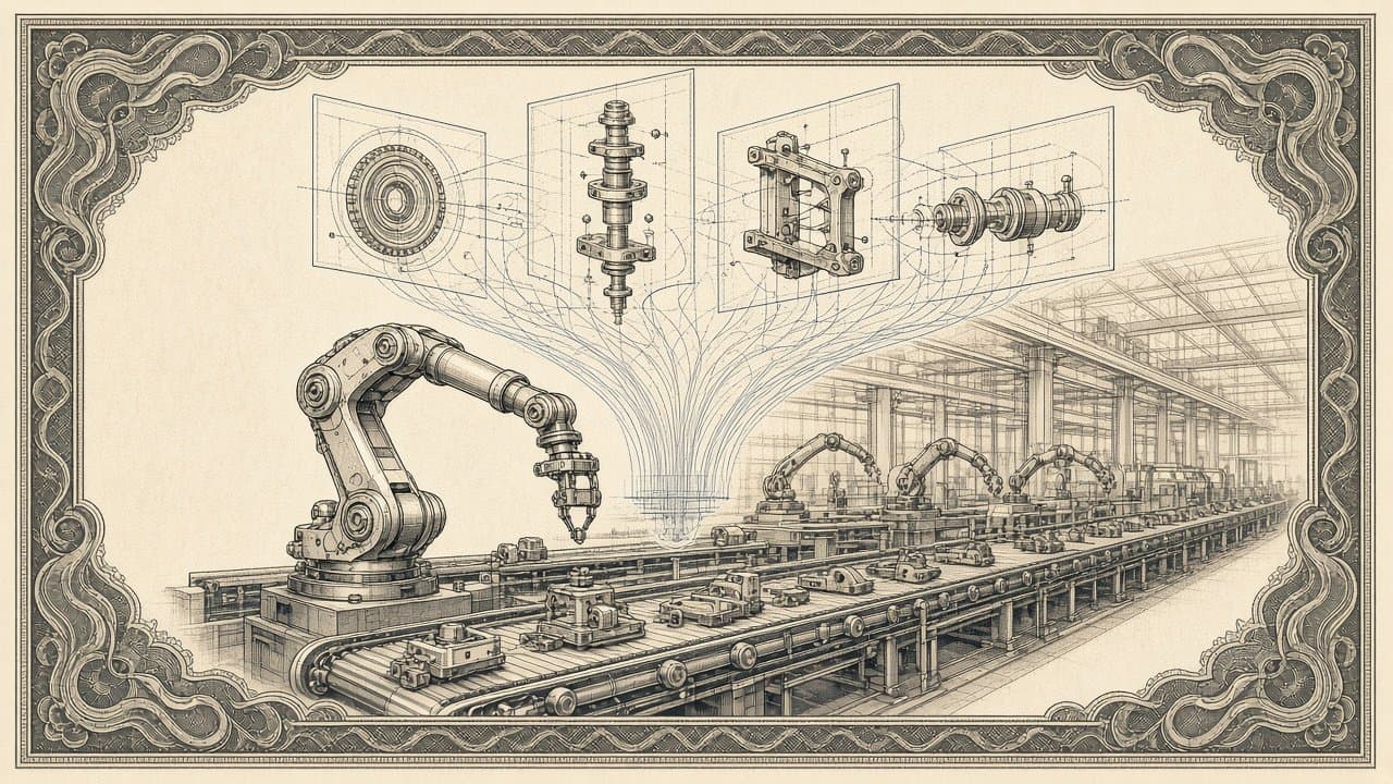 Cover illustration for Bob McGrew's Arda Launches With $232M, Including a $160M Series A at a $1.5B Valuation, for AI Manufacturing Engineering