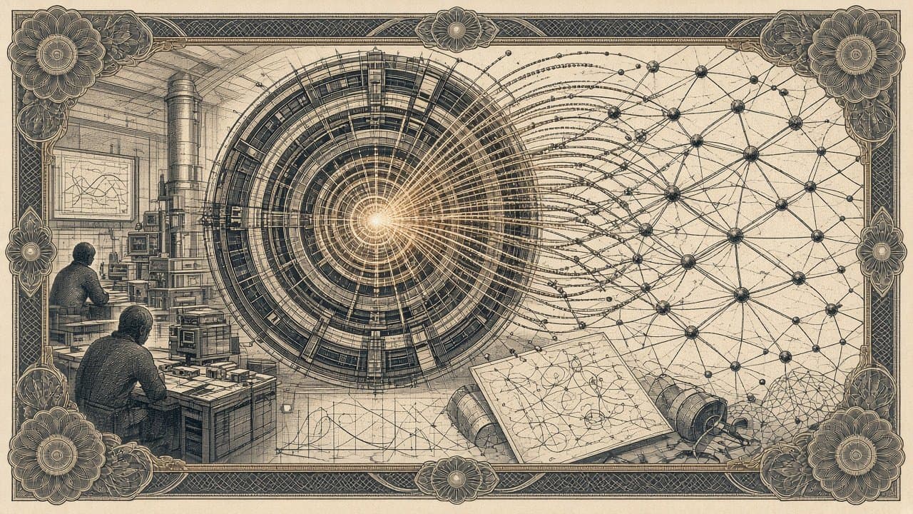 Cover illustration for CERN and Mistral Sign Statement of Intent to Build What CERN Calls a 'Large Physics Model'