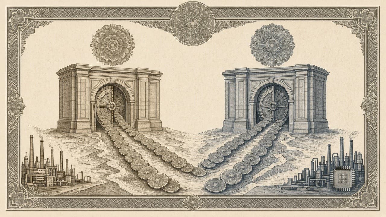 Cover illustration for DeepSeek Nears an 80B-Yuan Round and Moonshot Closes at ~$50B as Both Line Up 2027 IPOs, Bloomberg Reports