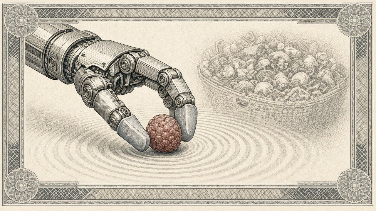 Cover illustration for Eka Robotics Raises $150M Series A at $1.45B for a Vision-Force-Action Model Trained in Simulation
