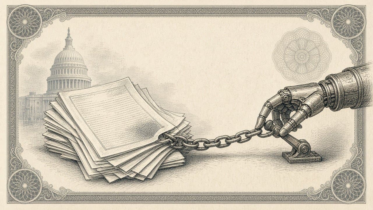 Cover illustration for Trahan's CLAIM Act Draft Would Make Developers Liable When Their AI Agents Act Like Wrongdoers