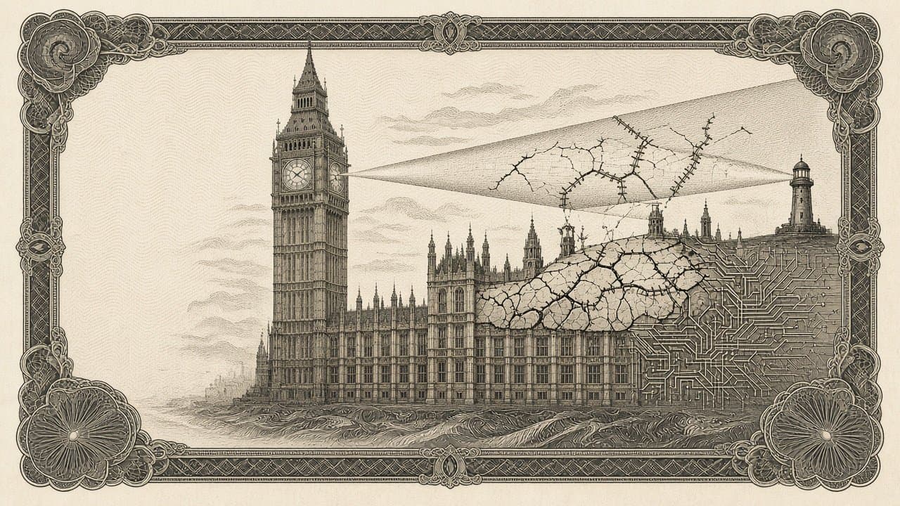 Cover illustration for UK AI Minister Says an AI-Driven Breach of Britain's Defences Is 'Likely, if Not Inevitable'